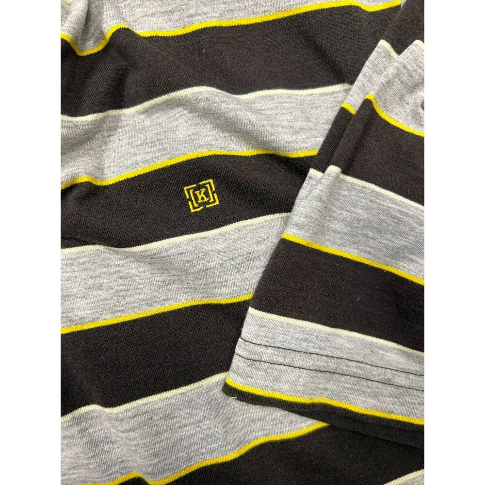 KR3W Mens Striped Polo Shirt Small Brown Yellow Gray Cotton Blend - Picture 3 of 6